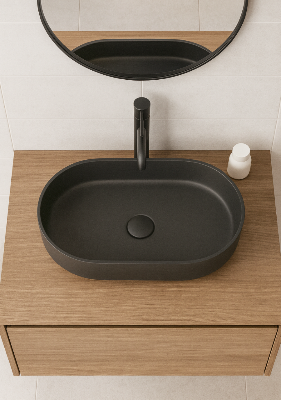 Lavatório de Pousar Oval - Black Matte - KCER
